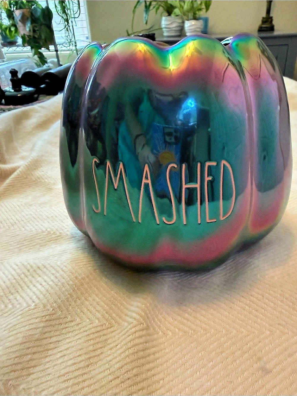 Rae Dunn Smashed Pumpkin Planter Iridescent Decor